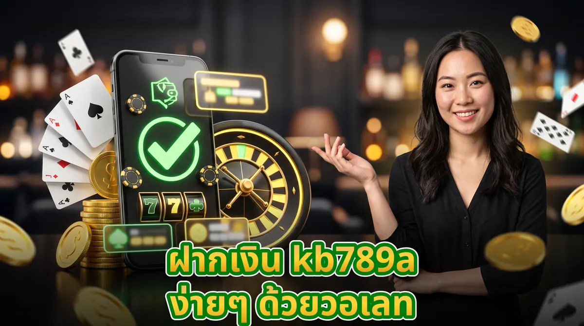 ผู้ชายถือสมาร์ตโฟนแสดงหน้าจอฝากเงินสำเร็จด้วยวอเลทบนเว็บ kb789a